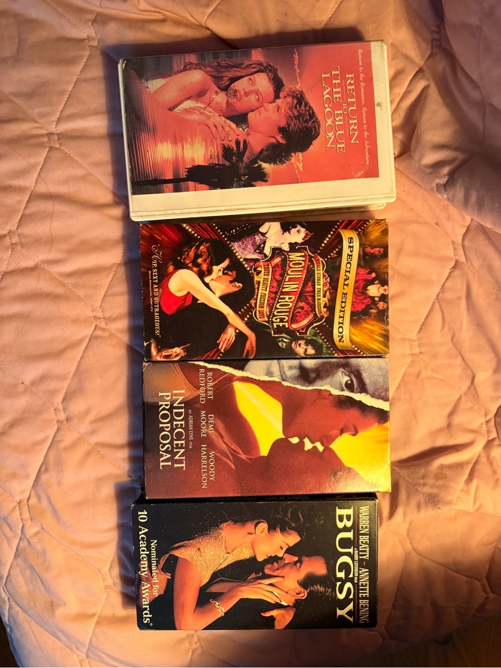 Set of 4 Classic Romance/Drama VHS Tapes - Warm Multicolor Covers